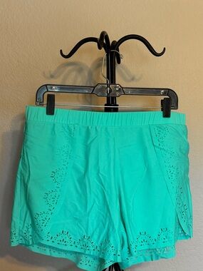 Women’s Vibrant Teal/Mint Green Laser-Cut Shorts